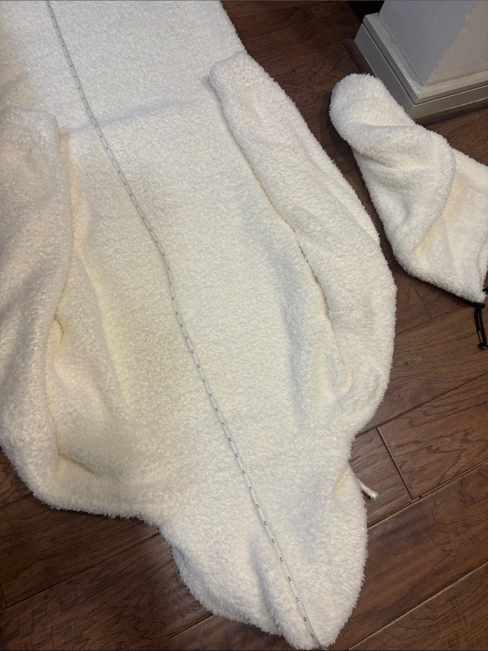 Big Blanket Co White Plush Hoodie Robe with Hood and built in eye mask